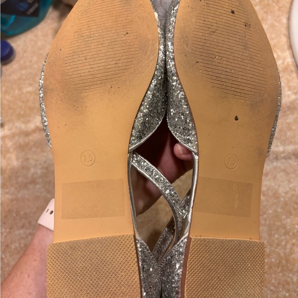 Rock Glitter Pointy Toe Flats with Organza Bow - Picture 4 of 11